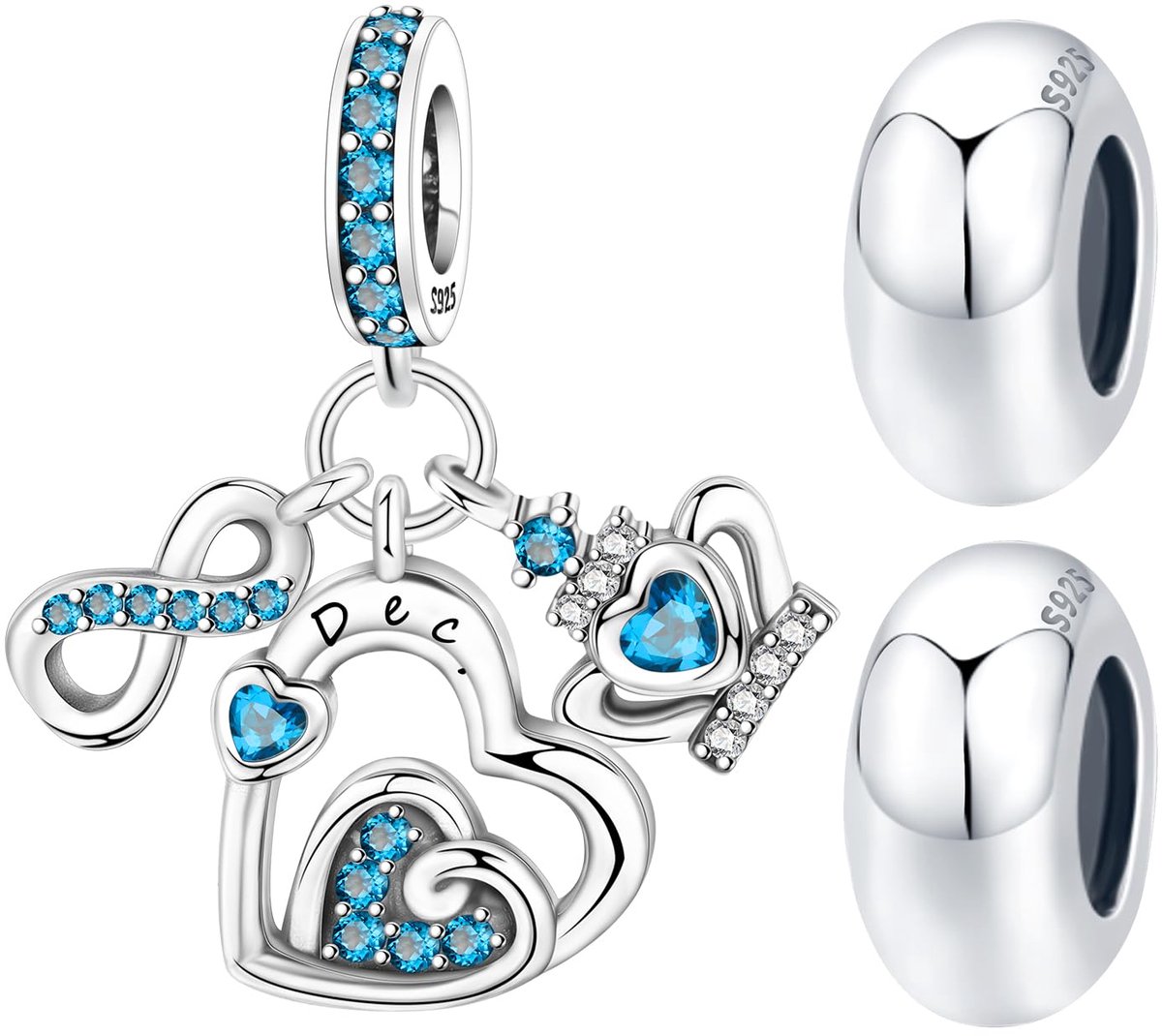 Bedelarmband, 925 sterling zilver, oneindigheid, liefde, hart, kroon, hanger, spacer, stopper, kralen voor armbanden, kerstcadeau voor vrouwen