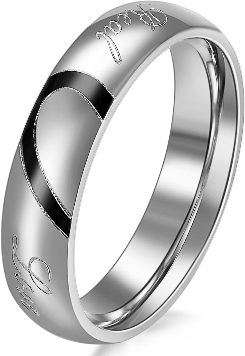 Gratis Graveren Bijpassende Mens & Womens Hartvorm Rvs Echte Liefde Belofte Ring Koppels Engagement Trouwringen