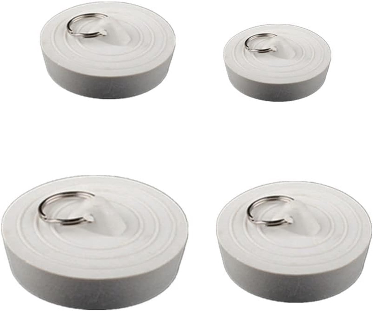 4 stuks rubberen wastafelstoppers, rubberen afvoerstop voor de gootsteen, met ophangring, universele afvoerstop, afdekking voor badkuip, keuken en badkamer, 4 maten