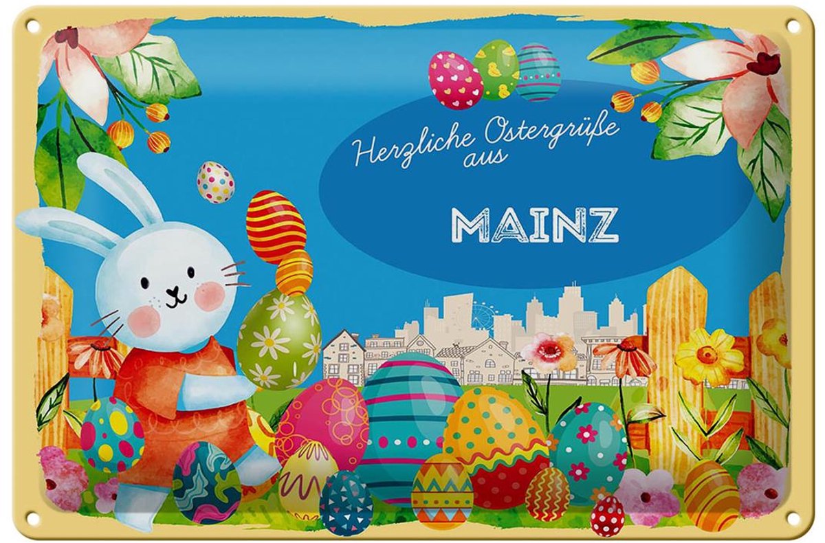 Blechschild Ostern Ostergrüße 30x20cm MAINZ FEST