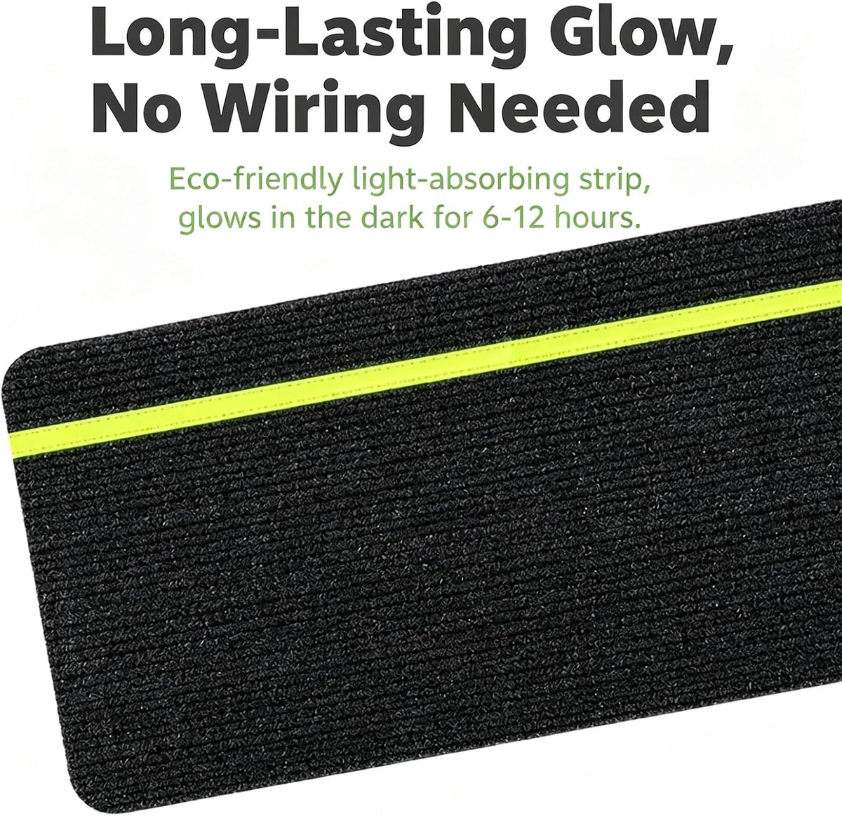 Trapmatten, 76 x 20 cm, trapmatten, zelfklevend, antislip, traptapijt met Glow Dark strepen, binnen, rechthoekig, antislipmatten, TPE-achterkant, traptapijt voor houten treden