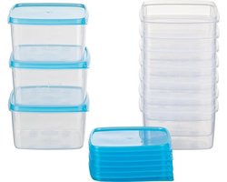 Vriesdozen met deksel - Voorraadbakjes Opbergdozen - Maaltijdvoorbereiding - Stapelbaar design - 10 x 05 liter - Lichtblauw