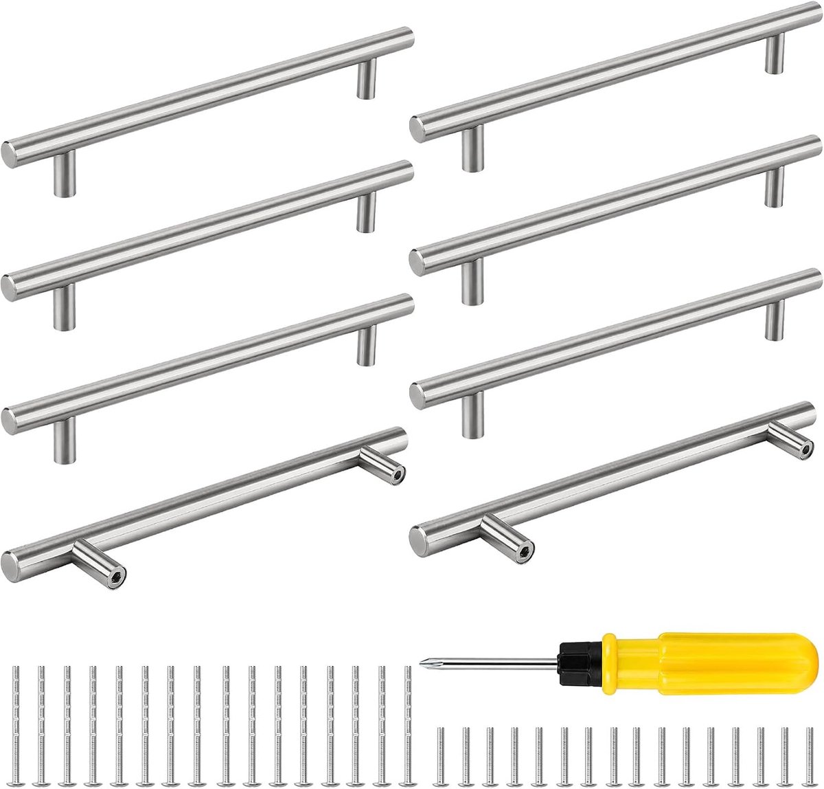 128 mm gatafstand meubelgrepen roestvrij staal (8, zilver)