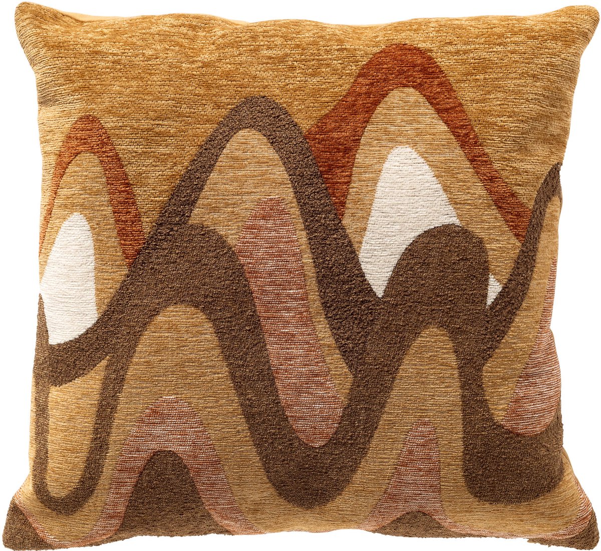 Dutch Decor MOUNA - sierkussen 45x45 cm - organisch motief - Honey Mustard - multicolour - Inclusief binnenkussen - Luxe kussens voor woonkamer & bank