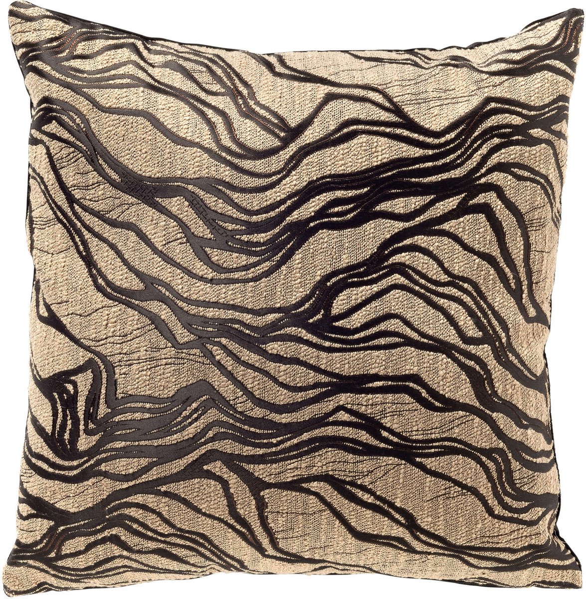 Dutch Decor ARWEN - sierkussen 45x45 cm - organisch motief - Raven - zwart, beige - Inclusief binnenkussen - Luxe kussens voor woonkamer & bank