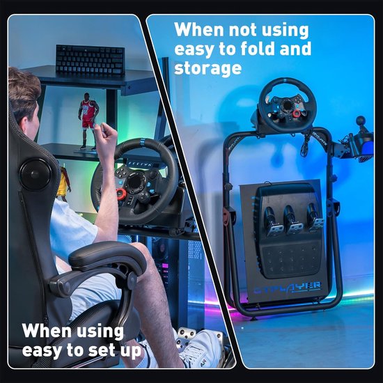 Stuurstandaard - Sim Racing Standaard - Race Simulatie - Meervoudig Verstelbaar - 65 x 54 x 63 cm - Zwart — afbeelding 5