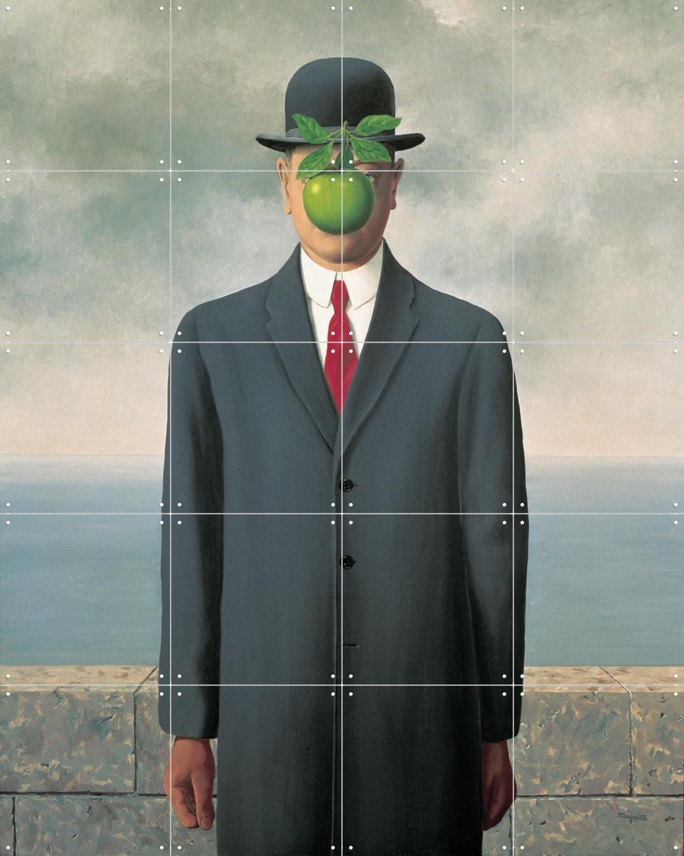IXXI Le Fils de l'homme (1964), Magritte & Standaard Uitgeverij - 80 x 100 cm - Gratis ophangtool - Grote wanddecoratie en posters - Olieverf