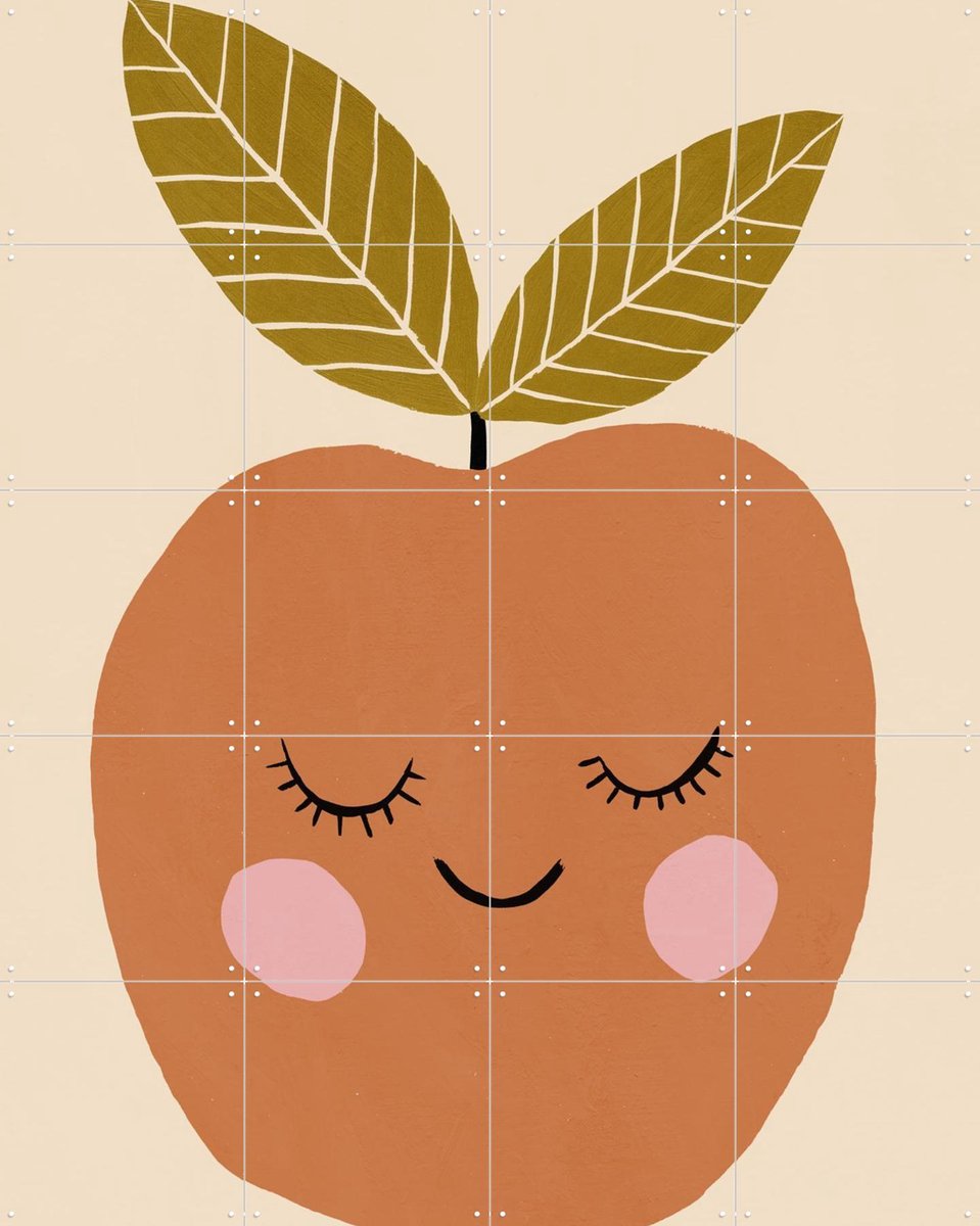 IXXI Happy Apple, Treechild & Various - 80 x 100 cm - Gratis ophangtool - Grote wanddecoratie en posters - Kleurrijk, Illustraties, Modern, Speels