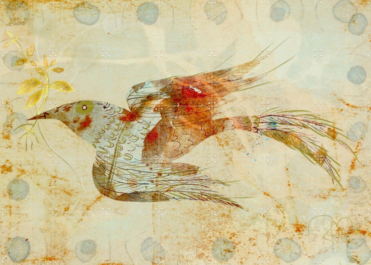 IXXI The First Bird, RAR Kramer - 140 x 100 cm - Gratis ophangtool - Grote wanddecoratie en posters - Gemengde Technieken, Woonkamer, Studeerkamer