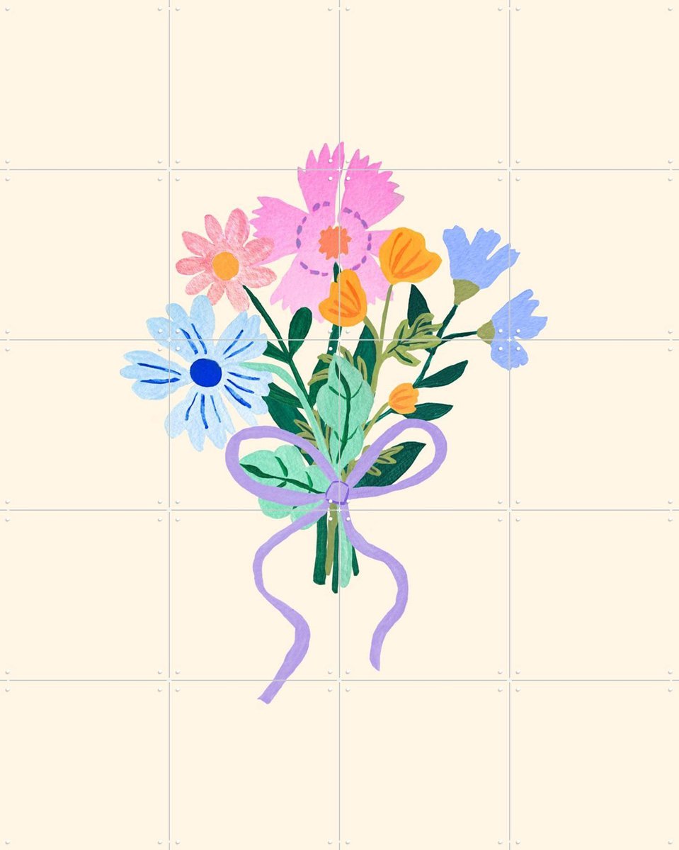 IXXI Floral Fantasy Bouquet, Palmartprints - 80 x 100 cm - Gratis ophangtool - Grote wanddecoratie en posters - Fantasierijk, Illustraties, Babykamer