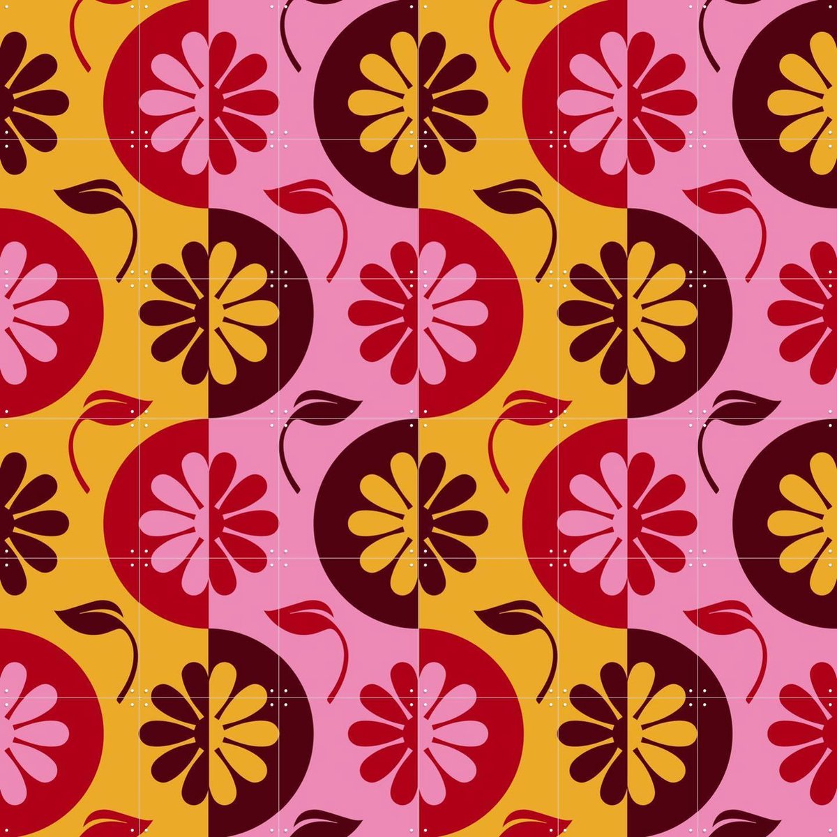 IXXI Floral DNA Pattern 4, Alejandro B. Canoy - 120 x 120 cm - Gratis ophangtool - Grote wanddecoratie en posters - Speels, Retro, Woonkamer