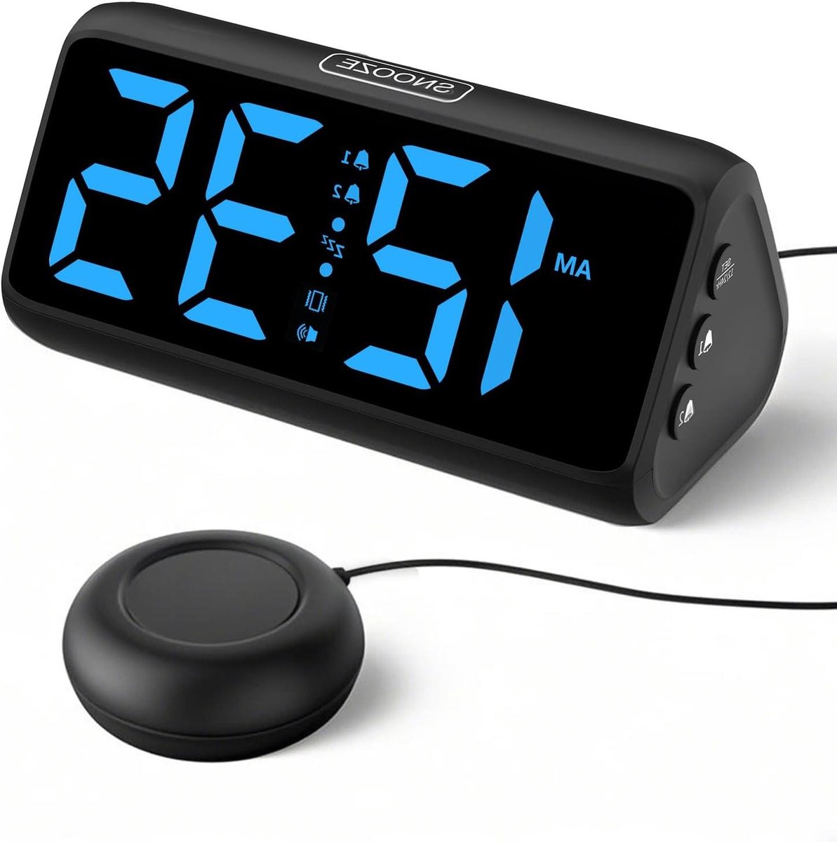 Wekker met Vibratie - Luid Alarm Dubbel Alarm - Diepe Slapers Wakker Maken - Vibratie Kussen Inbegrepen