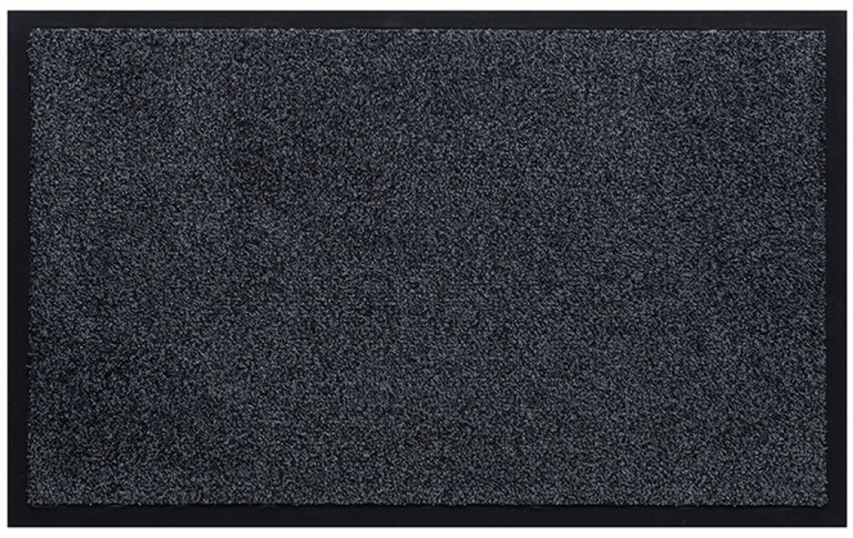 Droogloopmat Antraciet- Wasbare Deurmat Binnen - 50 x 80 cm - Antislip - Katoen & Polyester