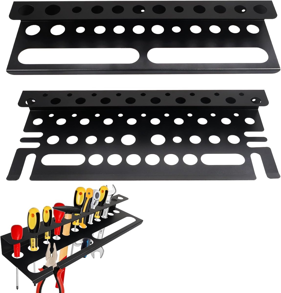 SnelShoppen - 2 stuks 40 cm gereedschapswandbevestiging, gereedschapshouder wand, gereedschapsorganisator voor garage en werkplaats, wandtang, schroev