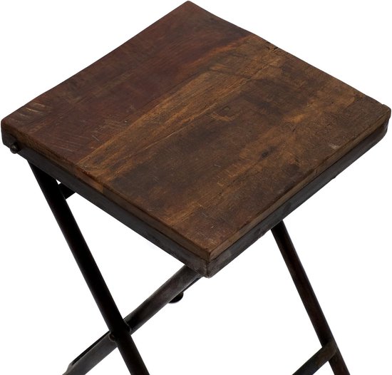 Kleine massieve klaptafel van echt hout, FSC-gecertificeerd, inklapbare kruk metalen frame, tuinkruk, balkontafel, bijzettafel, hout, klaptafel (klein: 46 cm x 29,5 cm x 29,5 cm) — afbeelding 3