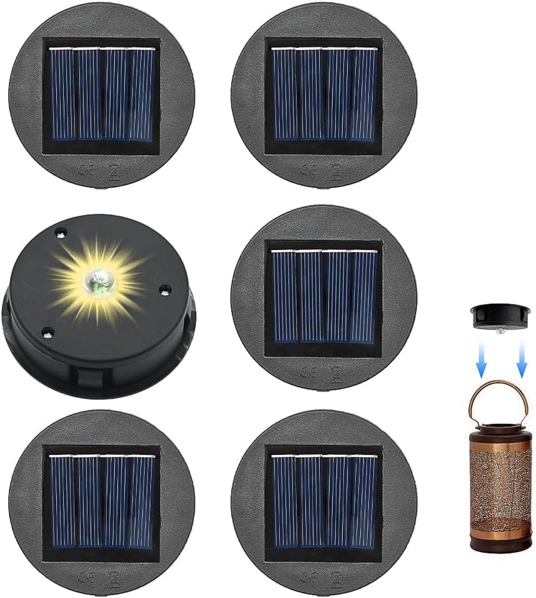zonnelamp top, 8 cm vervangend zonnepaneel voor tuinverlichting, reserveonderdelen voor zonneverlichting, reserveonderdelen voor tuinzonneverlichting, vervangende