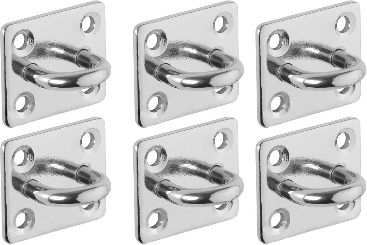 bevestigingsoogjesset van 6, 35 x 30 mm, ankerplaat van V4A roestvrij staal SS316, bestand tegen zeewater, plafondoogjes voor zonneschermen, zandzakken, touwkatrollen en nog veel meer.
