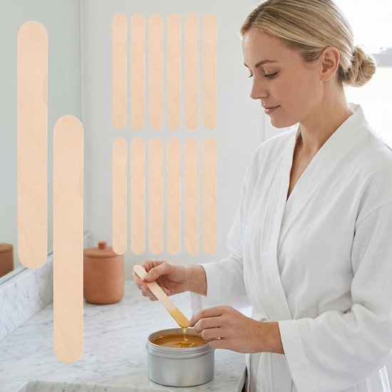 Spatels, waxing van hout, waspatel, cosmeticaspatel voor warme was, sugaring, ontharing, houten stokjes voor wenkbrauwen, gezicht, lichaam, beauty, studio, doe-het-zelf — afbeelding 2