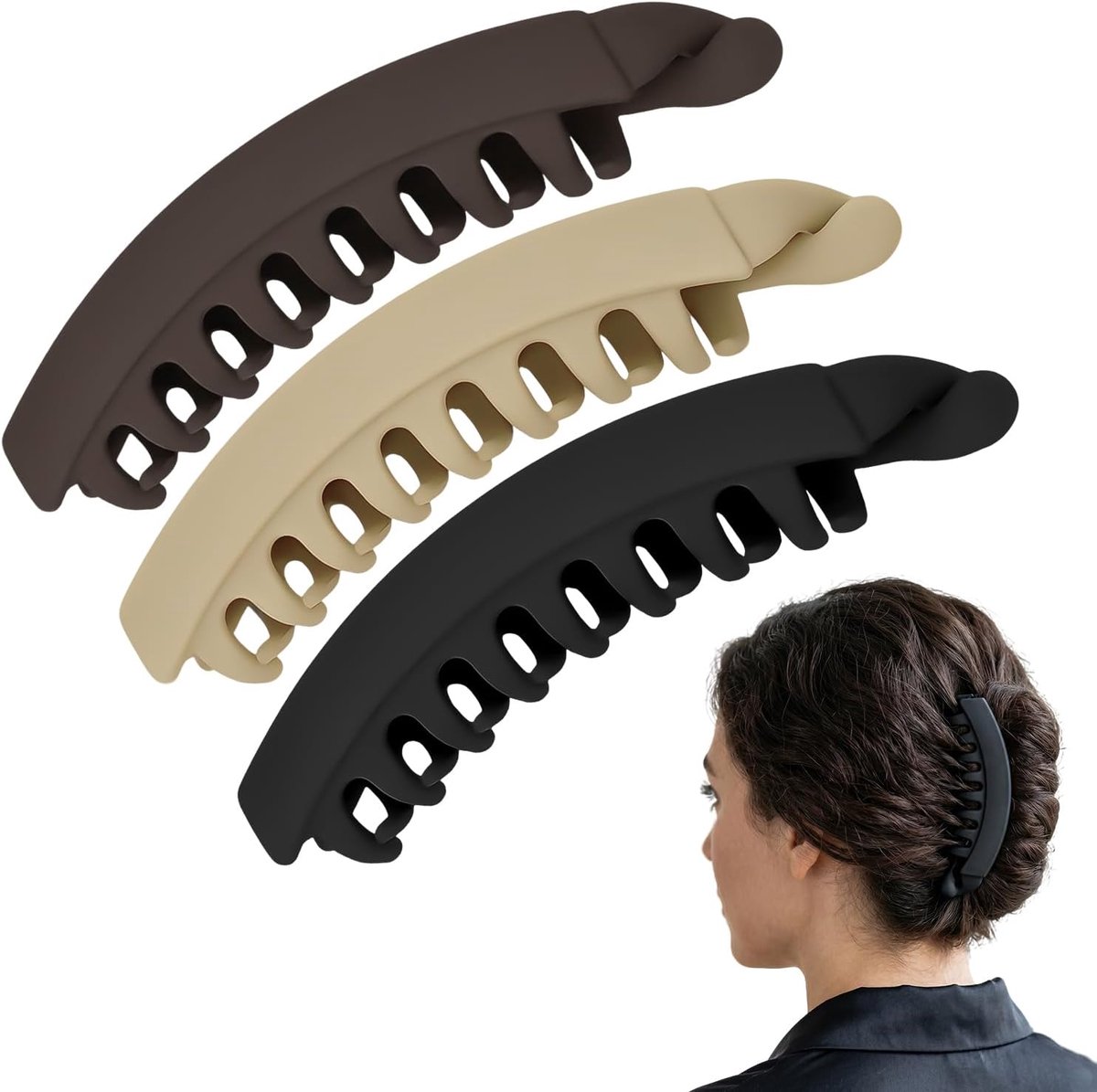 Klemmen Set, Grote Banaan Clips voor Dik, Dun, Krullend en Lang Haar, Sterke Grip Paardenstaart Houder