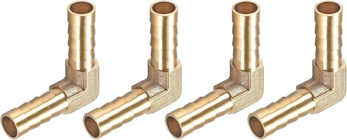 L-vorm messing verbindingsstuk (8 mm) 4 stuks, verbindingsstuk - voor brandstof, lucht, water, olie, gas