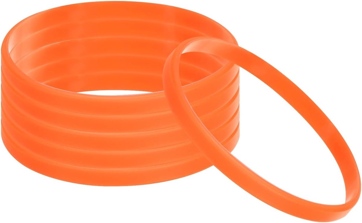 Siliconen armbanden, 6 stuks, gekleurde rubberen armbanden, leeg, rekbare sportbanden voor volwassenen, tieners, sport, teamspellen, oranje