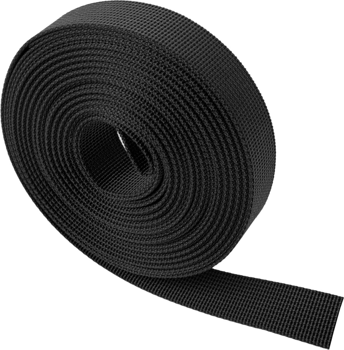 Day Mate Stevige riem, 6 meter lang, in zwart, riem van PET-materiaal, riem voor schouderriem, buikriem, hondenhalsband, kofferband, doe-het-zelf accessoires, riemrugzak, tassenriemset