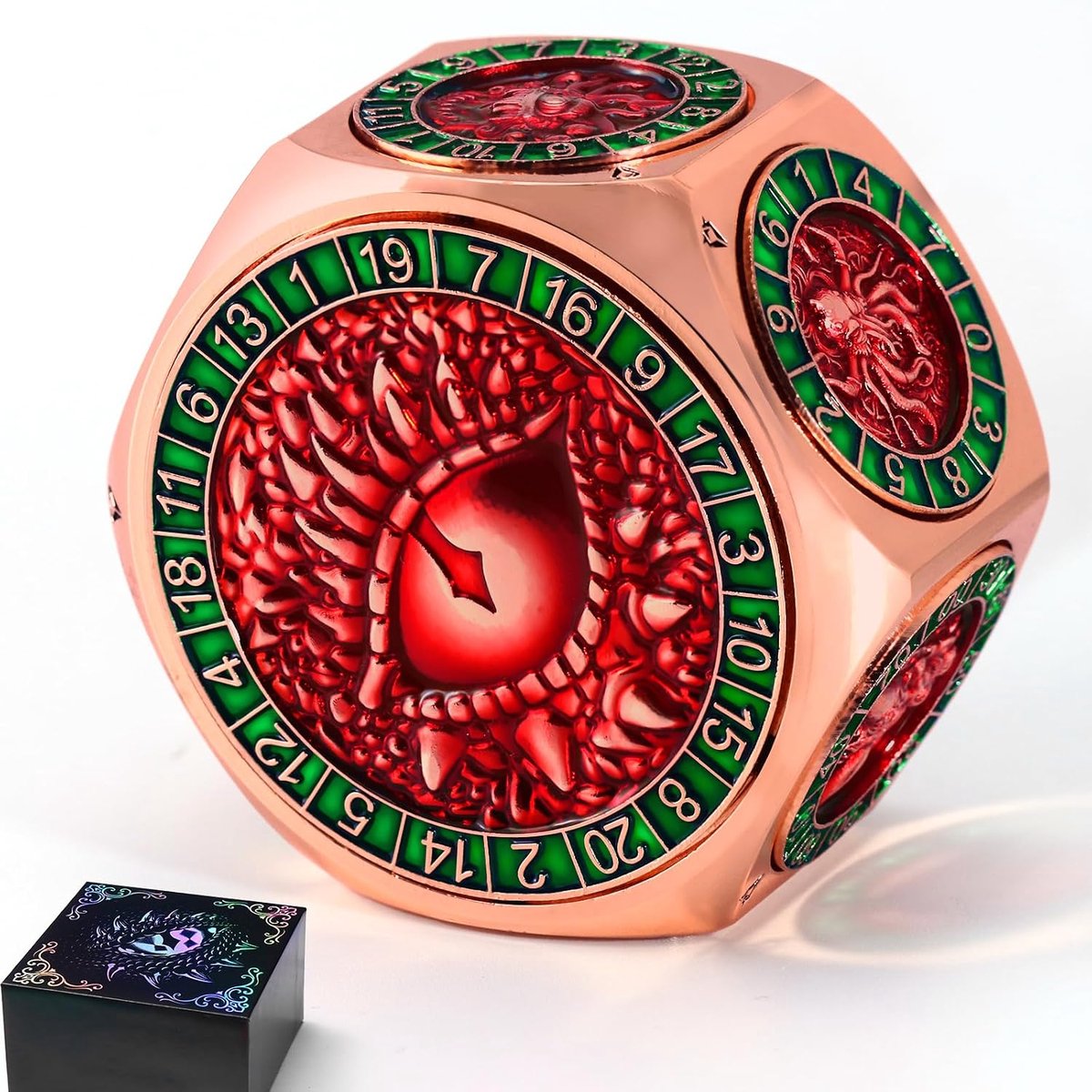 8-in-1 DND-dobbelstenenset, metalen spinnerdobbelstenen met twee D20, 3D-monsters en soepel draaimechanisme, ideaal voor rollenspellen, D en D (Dungeons and Dragons) dobbelstenen cadeau