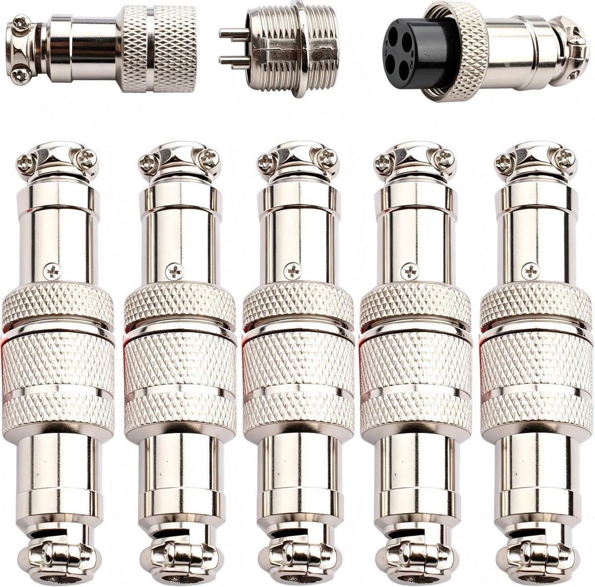 5 Paar GX16 4 Pin luchtvaartstekker, 16 mm docking mannelijke/vrouwelijke ronde stekkerverbinder, luchtvaartconnector stekker, paneel metalen montage luchtvaartplug