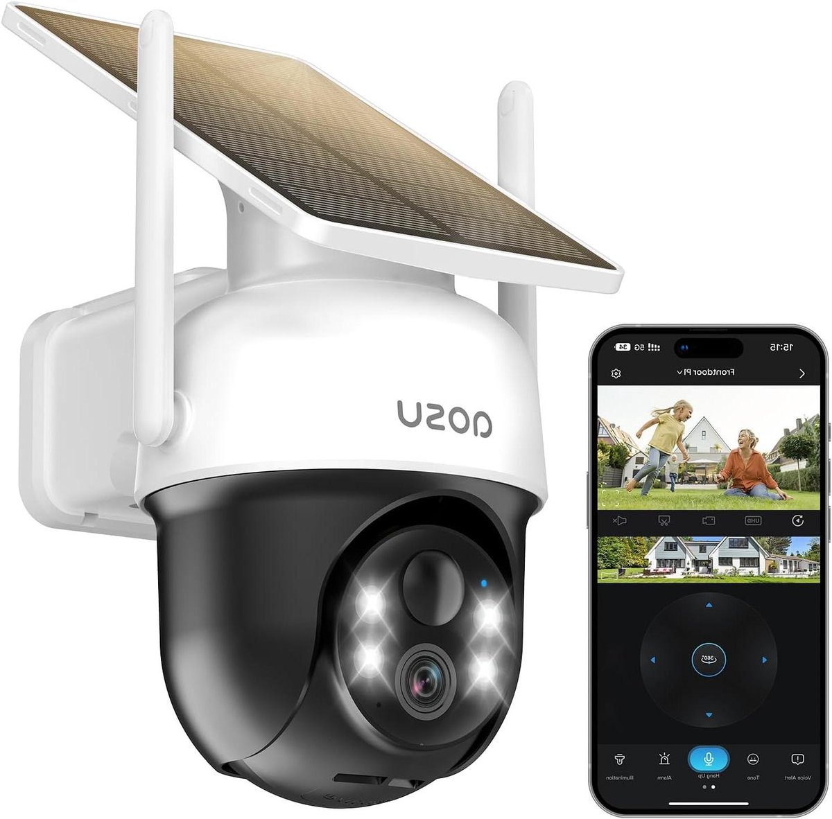 Buiten Camera - Beveiligingscamera Solar - Huis Beveiligen - 360 Graden Panoramisch - 2K Resolutie - Zwart Wit