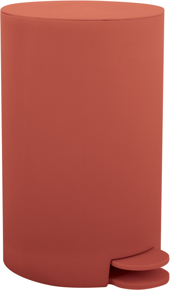 MSV Prullenbak/pedaalemmer - kunststof - terracotta - 3L - klein model - 15 x 27 cm - Badkamer/toilet