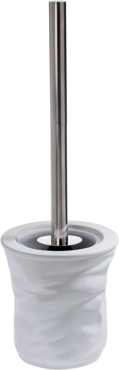 MSV Crack Toiletborstel met Houder – Wit – Toiletborstelhouder met Modern Textuurdesign – WC-Borstel Houder voor Hygiënische Opberging