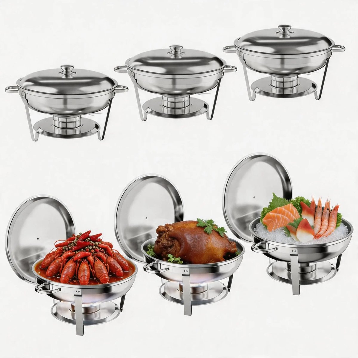 Bresht Chafing Dish - Buffetwarmer - 4,7 Liter - RVS - Complete Cateringset - Vaatwasserbestendig - Zilver - 42 × 42 × 31 cm