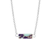 Lucardi Dames Purple Jasper en Turquoise ketting - Staal - Ketting - Cadeau - 45 cm - Zilverkleurig
