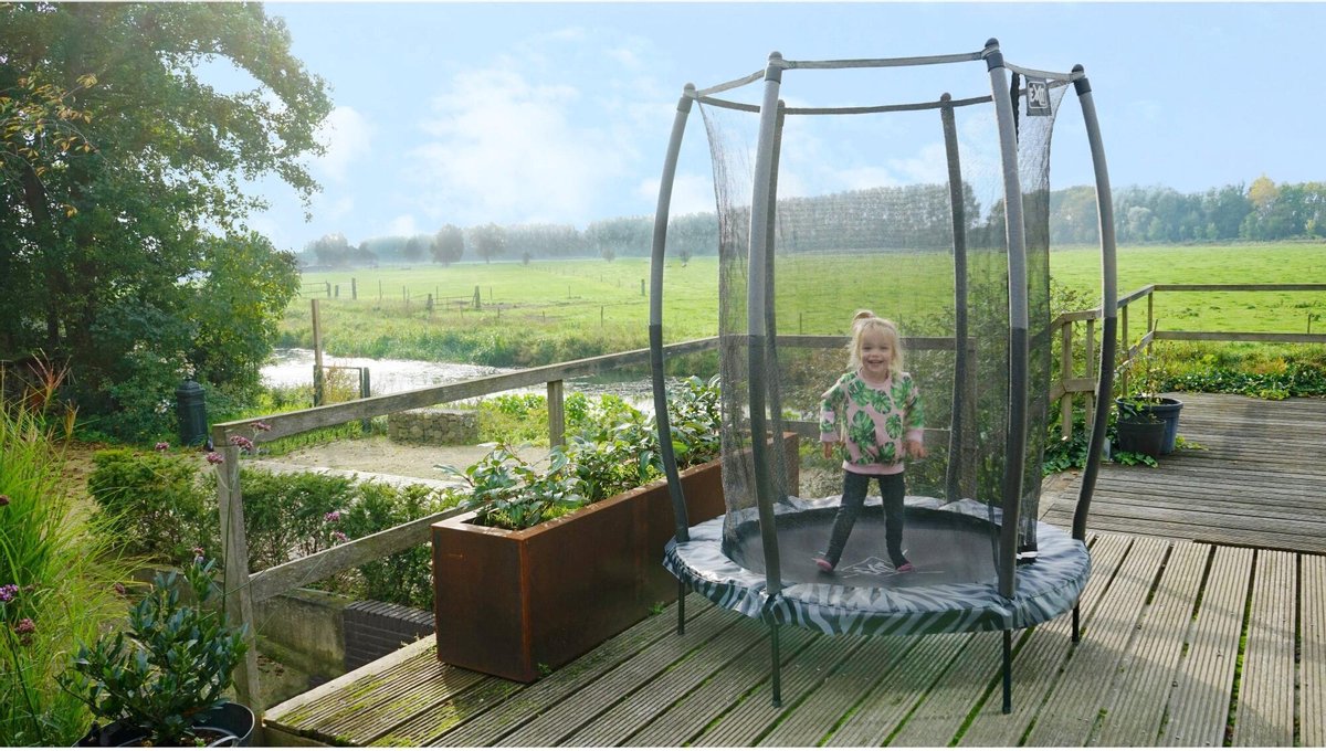 EXIT Tiggy Trampoline ø140cm - met Veiligheidsnet - Rond - Zwart/grijs