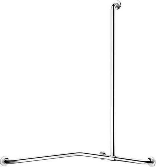 Poignée de douche + tige verticale réglable Ø32 inox brillant
