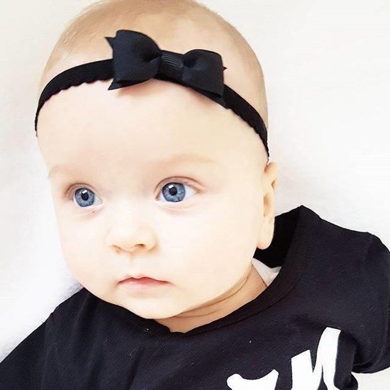 Minst ontwikkeling Middeleeuws Newborn baby haarbandje met kanten strik - Black | Zwart | Baby | bol.com