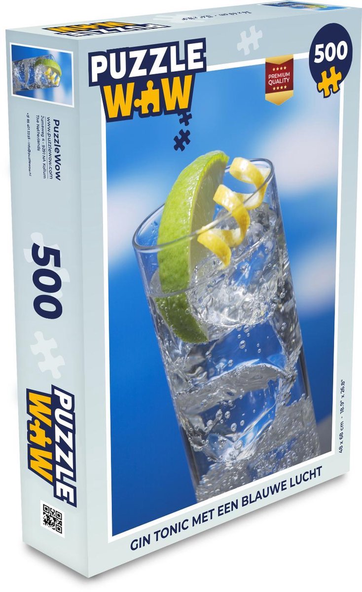 Afbeelding van product Puzzel 500 stukjes Gin tonic - Gin tonic met een blauwe lucht - PuzzleWow heeft +100000 puzzels
