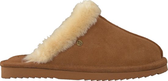 Warmbat Lismore Suede Dames Sloffen - Bruin/Wit - Maat 38