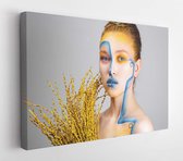 Space theme. creative makeup. female professional portrait. woman with bright makeup. body art. face art - Modern Art Canvas - Horizontal -1552109840 - 80*60 Horizontal