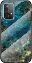 Coverup Marble Glass Back Cover - Geschikt voor Samsung Galaxy A52 / A52s Hoesje - Emerald / Goud