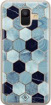 Samsung A6 2018 hoesje siliconen - Blue cubes | Samsung Galaxy A6 2018 case | blauw | TPU backcover transparant