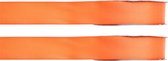 2x Hobby/decoratie oranje satijnen sierlinten 1 cm/10 mm x 25 meter - Cadeaulint satijnlint/ribbon - Striklint linten oranje