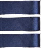 3x Hobby/decoratie navyblauwe satijnen sierlinten 2,5 cm/25 mm x 25 meter - Cadeaulint satijnlint/ribbon - Striklint linten navy