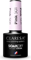 Claresa UV/LED Gellak Roze #501 – 5ml. - Glitter, Roze - Glanzend - Gel nagellak