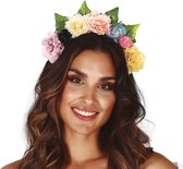 Hippie/flower power helder zomers gekleurde verkleed bloemen diadeem/tiara voor dames