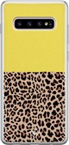 Samsung S10 hoesje siliconen - Luipaard geel | Samsung Galaxy S10 case | geel | TPU backcover transparant