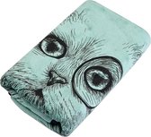 Clayre & Eef Handdoek 35*75 cm Groen Katoen Rechthoek Douchehanddoek