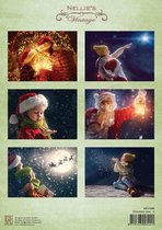 NEVI084 - Nellie Snellen - pakket 10x knipvel - kerstmis - christmas time-4 - kerstman en arreslee
