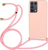 Lunso - Backcover hoes met koord - Samsung Galaxy S21 Ultra - Roze