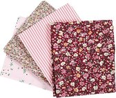 Patchwork stof, roze, 45x55 cm, 100 gr, 4 stuk, 1 bol